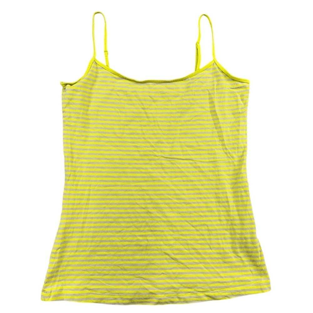 Halogen Neon Yellow and Gray Striped Camisole Adjustable Spaghetti Strap Medium